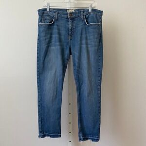 Current/Elliott Cotton‎ Relaxed Beachy The Cropped Straight Jeans 31 Blue Denim